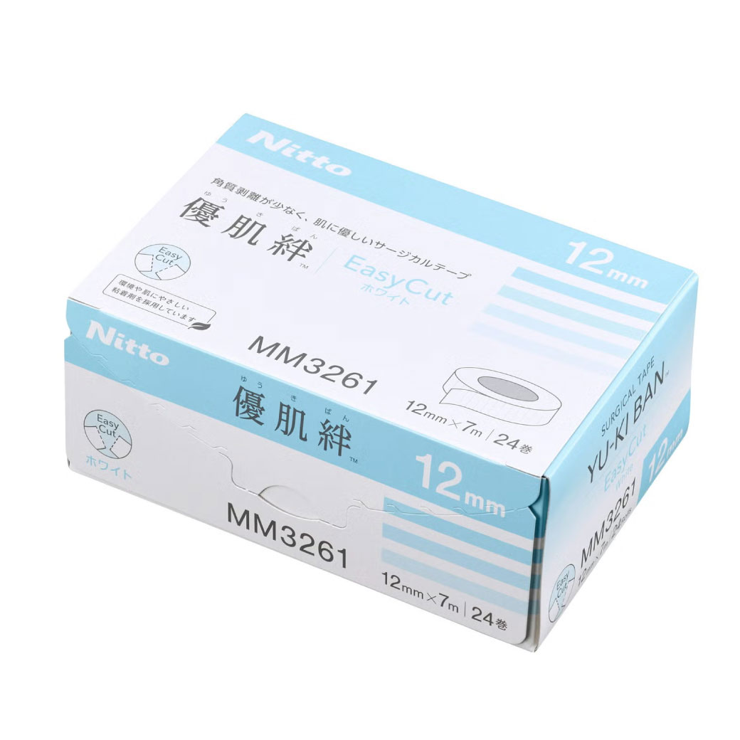 【優肌絆】EasyCutホワイト　サージカルテープ12mm幅 24個入り